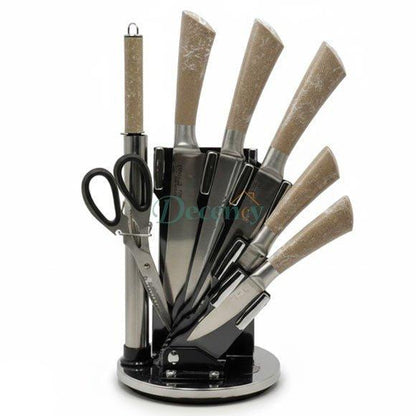Premium 8-Piece Stainless Steel Kitchen Knife Set with Acrylic Stand (BASS-02)
