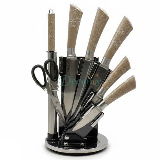 Premium 8-Piece Stainless Steel Kitchen Knife Set with Acrylic Stand (BASS-02)