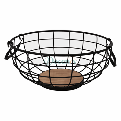 Royal Wooden Base Fruit Basket – Premium Metal ( Black )
