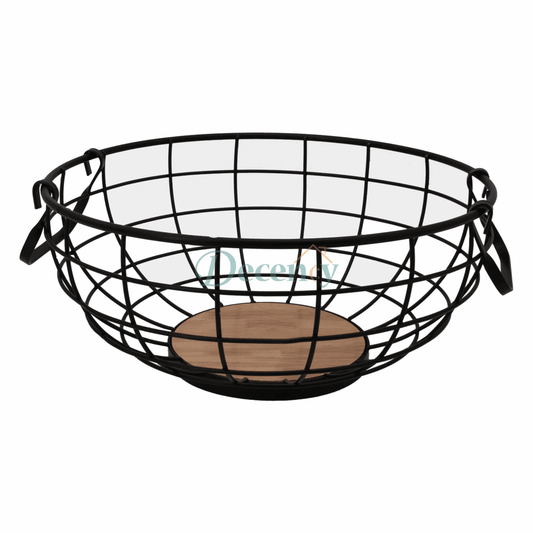 Royal Wooden Base Fruit Basket – Premium Metal ( Black )