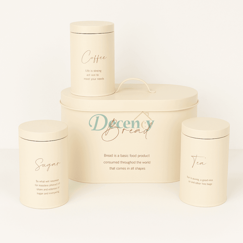 Luxury 4-Piece Bread, Tea, Coffee, and Sugar Canister Set - White