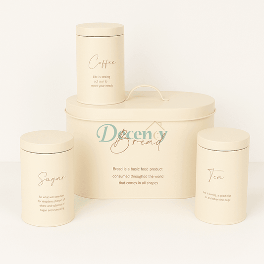 Luxury 4-Piece Bread, Tea, Coffee, and Sugar Canister Set - White