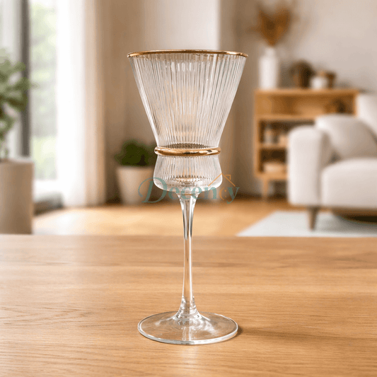 Crystal Golden Champagne Goblets | 6 Pcs
