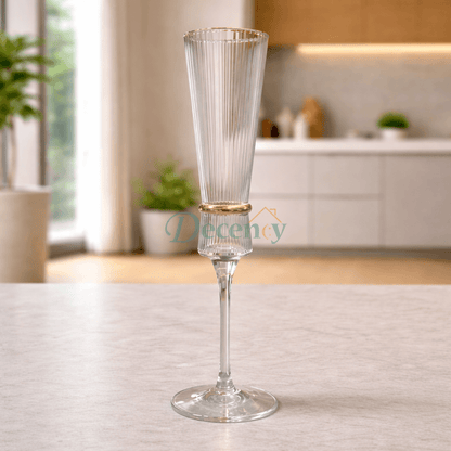 Crystal Golden Champagne Flutes | 6 Pcs