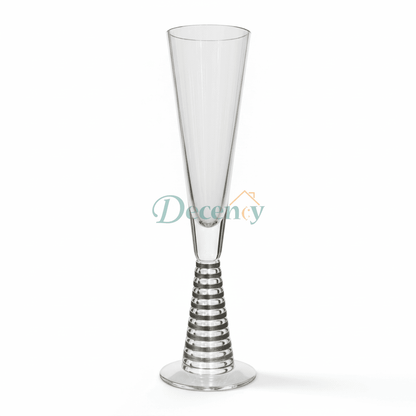 Screw Champagne Flutes Glass - Silver | 6 Pcs