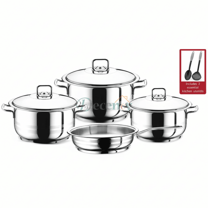 PRESTIGE STAINLESS STEEL 9PCS COOKWARE SET – DURABLE & RUST-RESISTANT KITCHEN ESSENTIALS