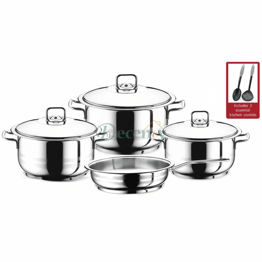 PRESTIGE STAINLESS STEEL 9PCS COOKWARE SET – DURABLE & RUST-RESISTANT KITCHEN ESSENTIALS