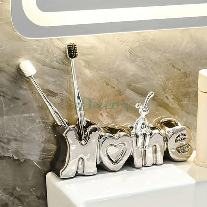 Creative Ceramic Toothbrush Holder – Minimalist & Elegant Bathroom Organizer