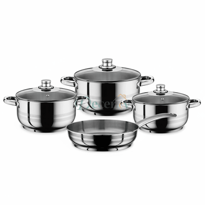 PRESTIGE STAINLESS STEEL 9PCS COOKWARE SET – DURABLE & RUST-RESISTANT KITCHEN ESSENTIALS