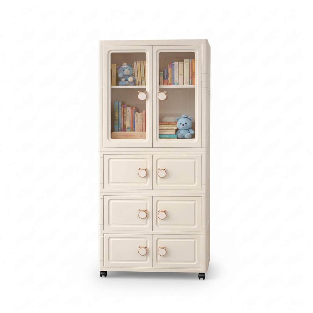 Luxury Kids Multi-Layer Storage Cabinet with Display Doors & Drawers - Model 2