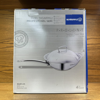 KORKMAZ Proline Wok with Auxiliary Handle 32x9cm Satin