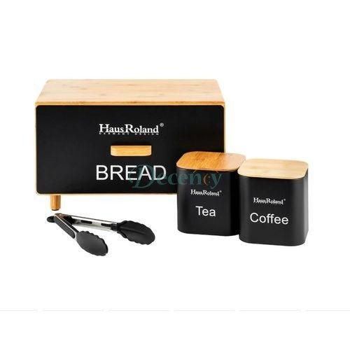 Luxury Matte Black Bread & Canister Set – Tea and  Coffee Storage with Bamboo Lids