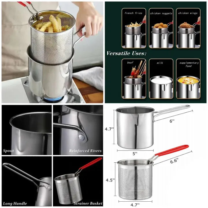 Ramadan Essential Stainless Steel Deep Frying Pot With Strainer