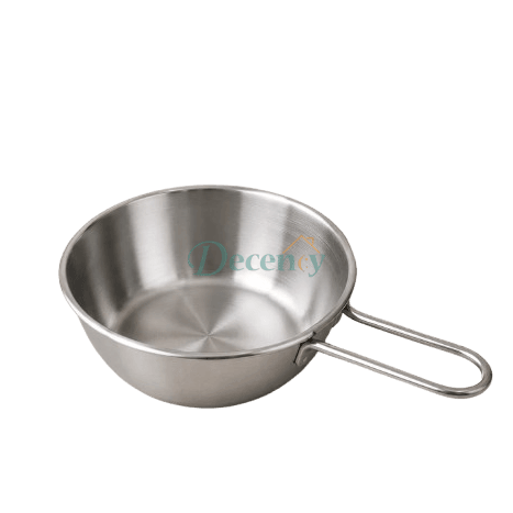 Premium Silver Stainless Steel Rice Bowl with Handle