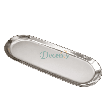 Premium Oval Long Serving Tray – Elegant Silver Finish