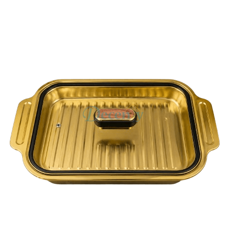 Royal Gold Ribbed Covered Serving Dish with Lid