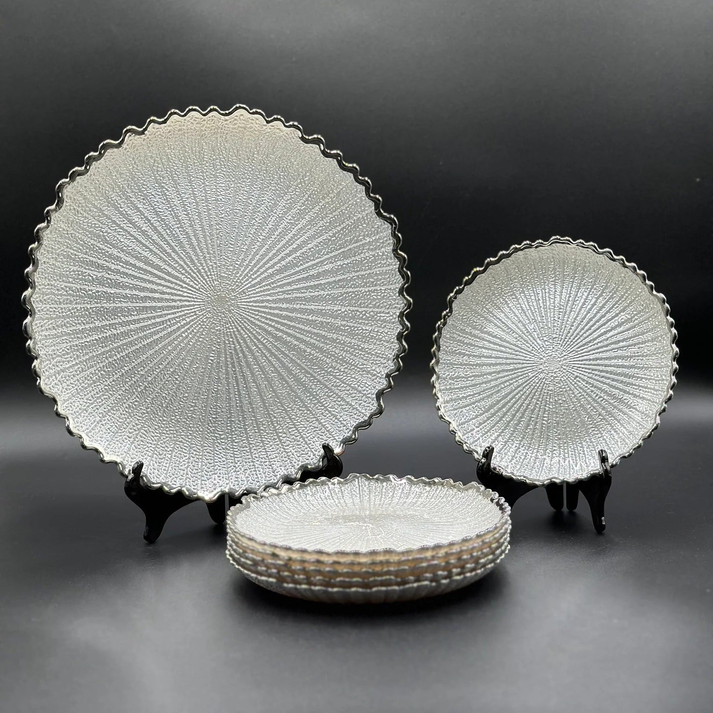 7 Pcs Glass Turkish Cake Set - White