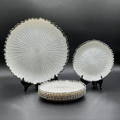 7 Pcs Glass Turkish Cake Set - White