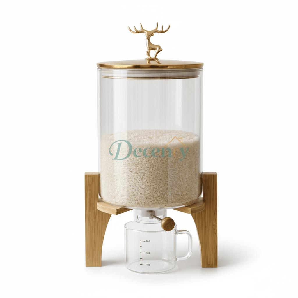 Luxury 5500ml Rice Dispenser with Measuring Cup – Elegant Kitchen Storage Jar
