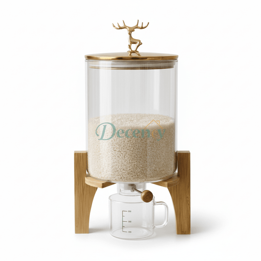 Luxury 5500ml Rice Dispenser with Measuring Cup – Elegant Kitchen Storage Jar