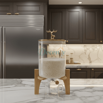 Luxury 5500ml Rice Dispenser with Measuring Cup – Elegant Kitchen Storage Jar