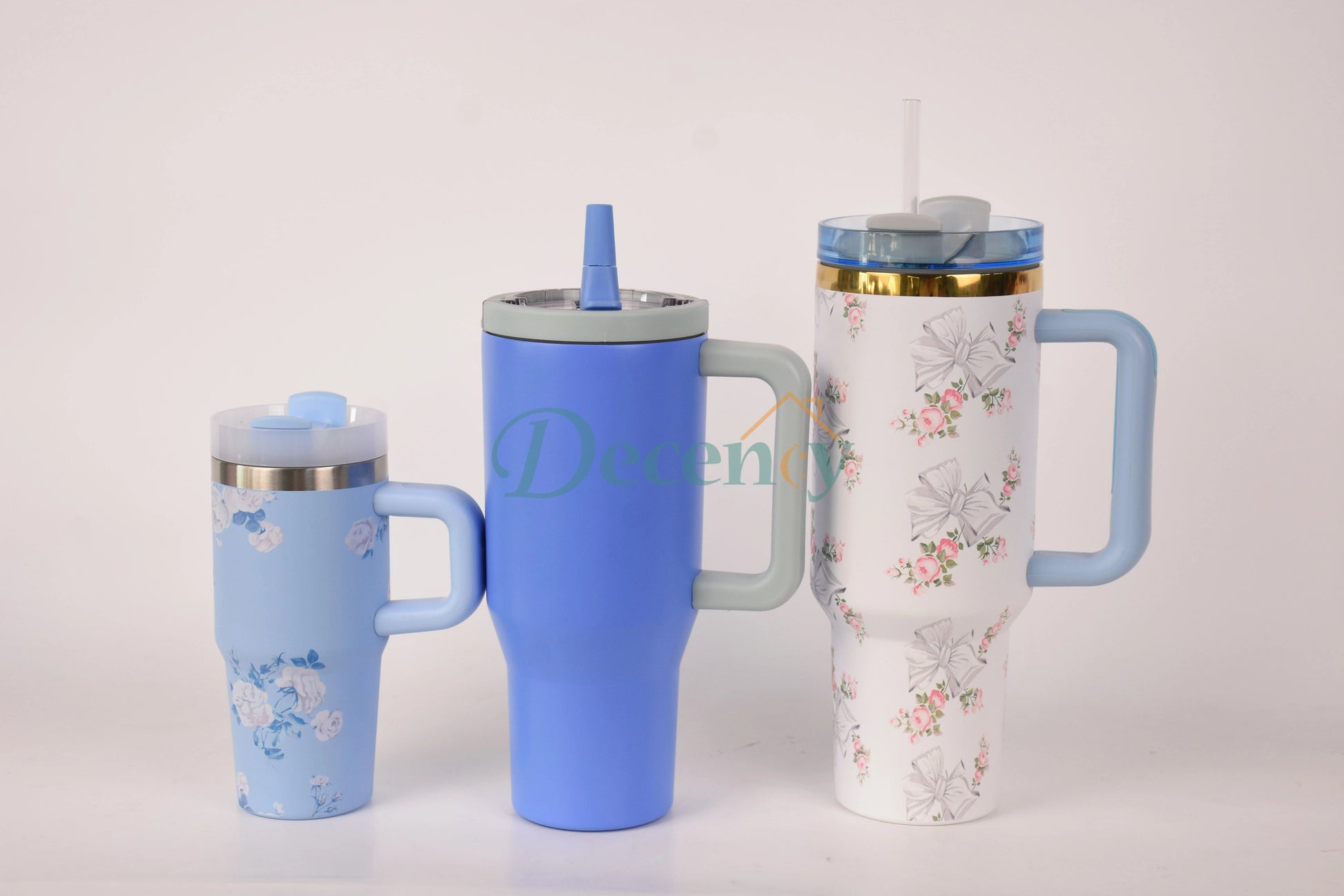 Floral Printed 1200ML Stainless Steel Insulated Tumbler with Handle and Straw for Hydration