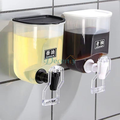 Black Self-Adhesive Wall Mount Oil and Vinegar Dispenser for Kitchen