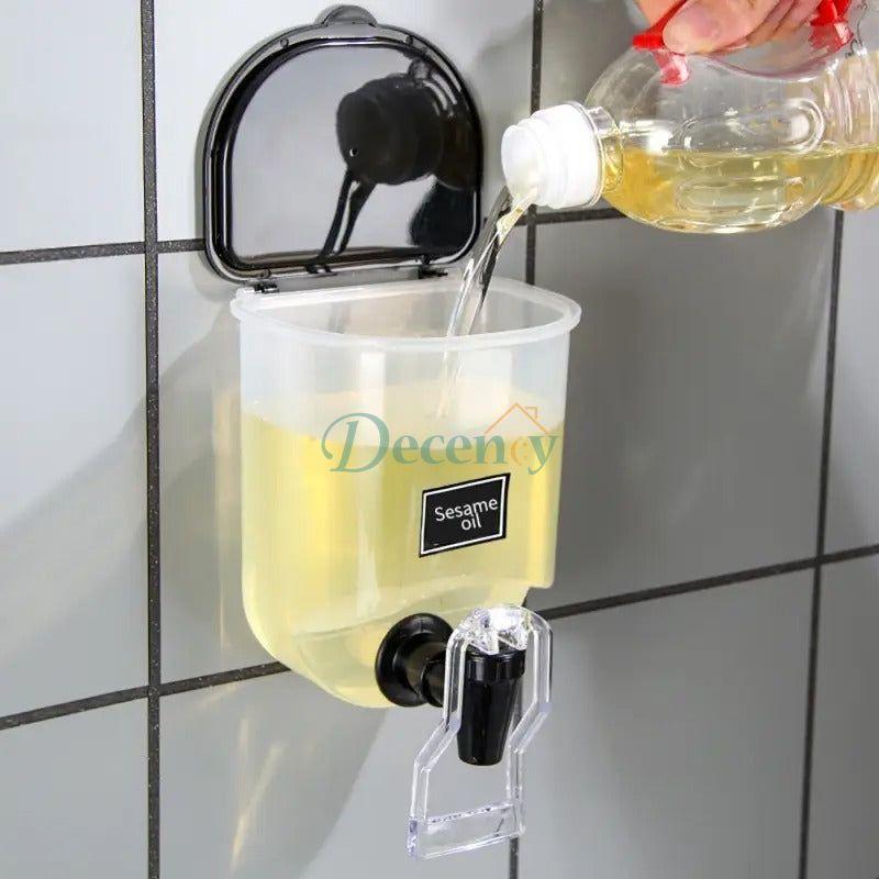 Black Self-Adhesive Wall Mount Oil and Vinegar Dispenser for Kitchen