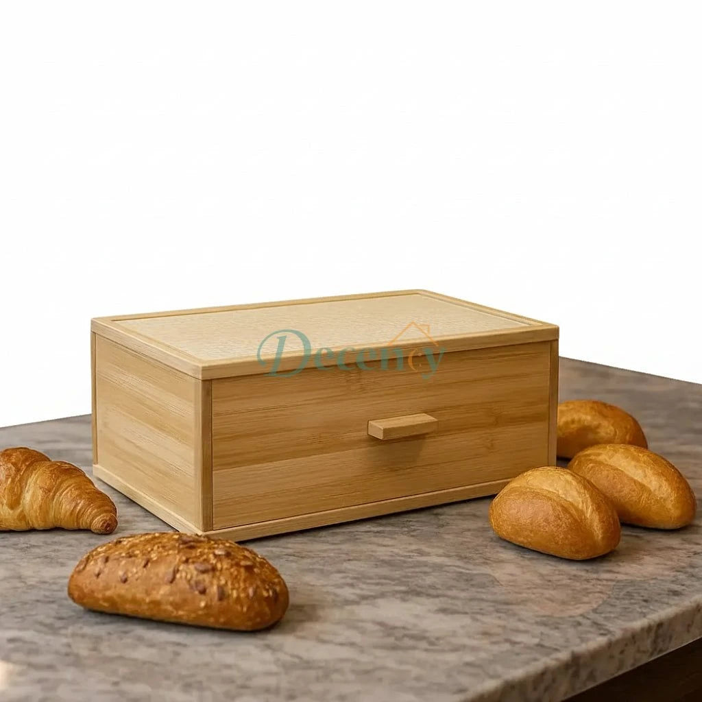 Bamboo Bread Box With Bamboo Cover