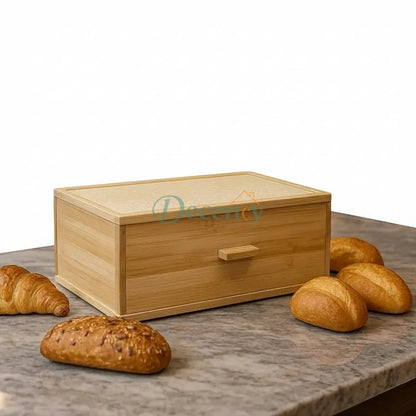 Bamboo Bread Box With Bamboo Cover