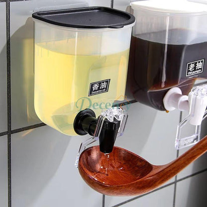 Black Self-Adhesive Wall Mount Oil and Vinegar Dispenser for Kitchen