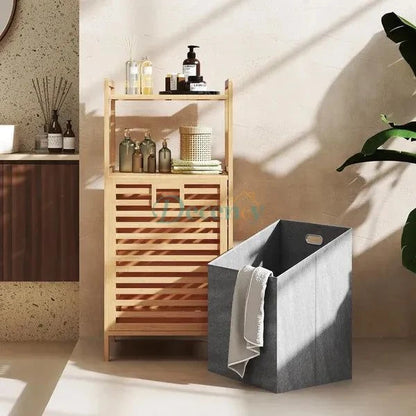 Bamboo Double Laundry Organizer Dirty Clothes Storage Basket