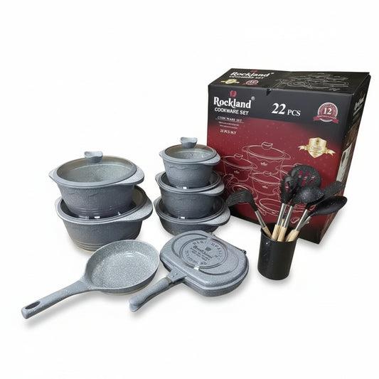 Rockland 22pcs Modern Kitchen Utensils Non Stick Aluminum Cookware Sets with Ceramic Coating