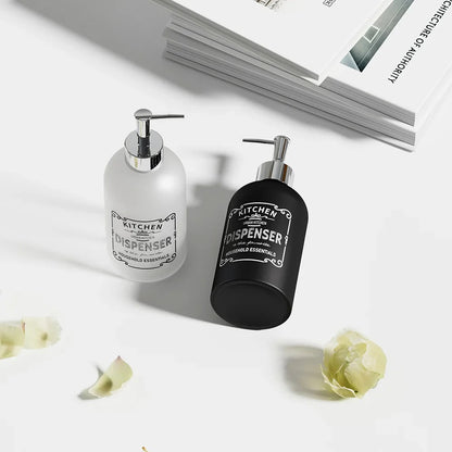 410ml Ceramic European Creative Marble Texture Refillable Press Soap Dispenser Liquid Dispenser For Bathrooms,Home，Hotels