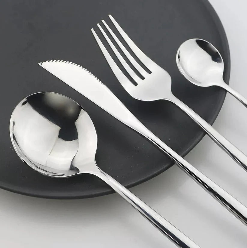 Silver 24 PCs Premium Steel Cutlery Set