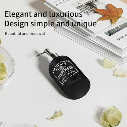 410ml Ceramic European Creative Marble Texture Refillable Press Soap Dispenser Liquid Dispenser For Bathrooms,Home，Hotels