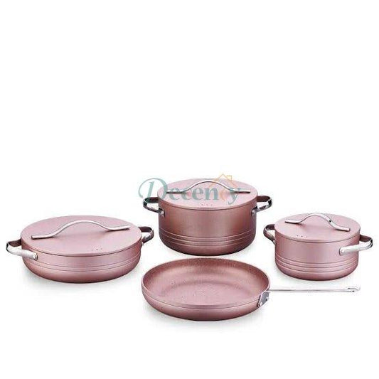 Korkmaz Linea Plus 7 pcs Cookware Set Rosegold & White