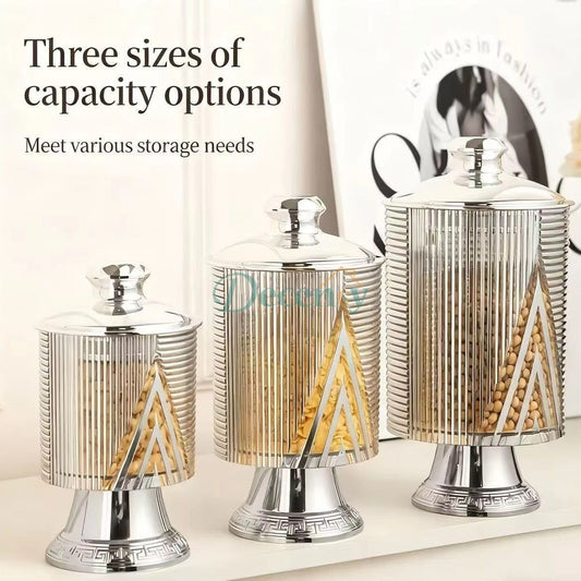 ich Gold Decorative Footed Candy Buffet Display Elegant Storage Jar Wedding Organizer Canisters Kitchen Airtight Containers Set