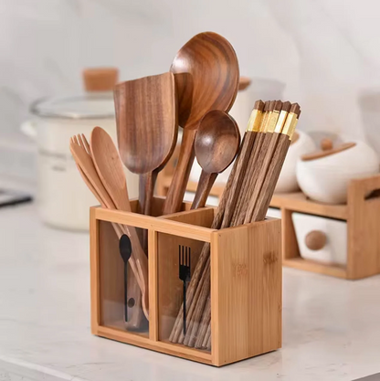 Bamboo Utensils Organizer