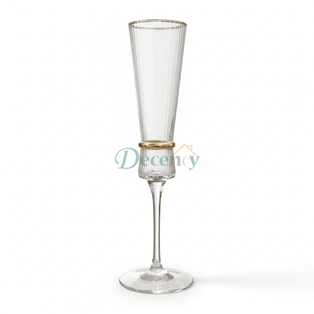 Crystal Golden Champagne Flutes | 6 Pcs