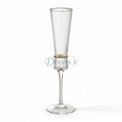 Crystal Golden Champagne Flutes | 6 Pcs