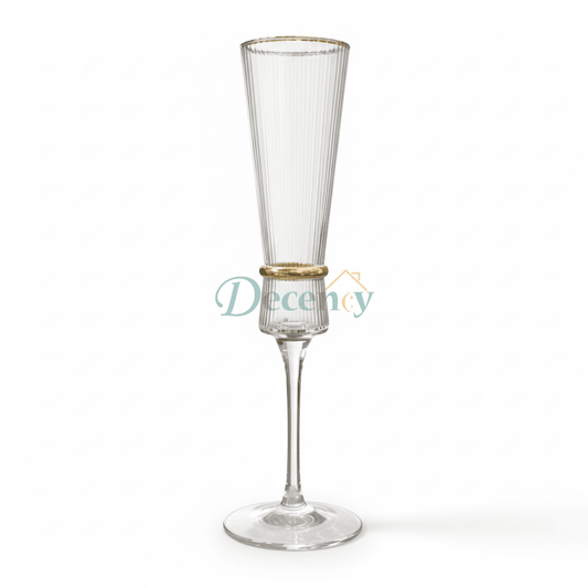 Crystal Golden Champagne Flutes | 6 Pcs
