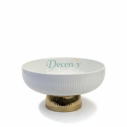 Ceramic Fruit Bowl with Gold Metal Base