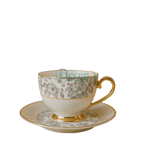 Johnson Brothers Black Elegance Tea Set – 12-Piece Floral Porcelain