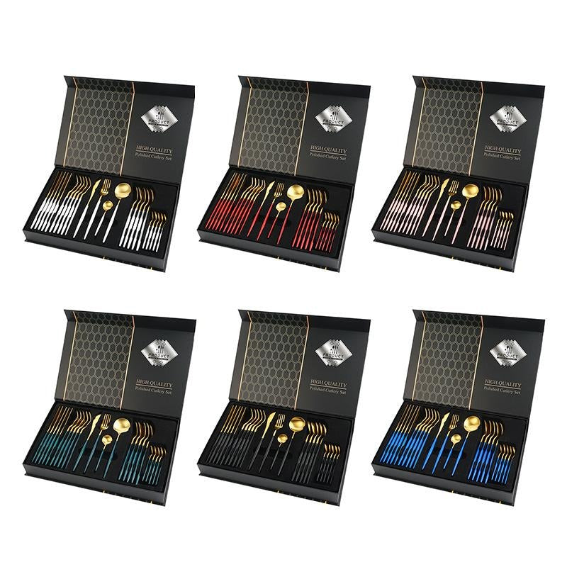 Luxury Polished Cutlery Set – 24 Pcs Set- (Green & Golden)