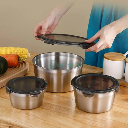 4 pcs stainless steel box set with look.