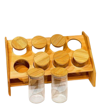 BambooGlow Spice Storage Rack Set – 8 Jar