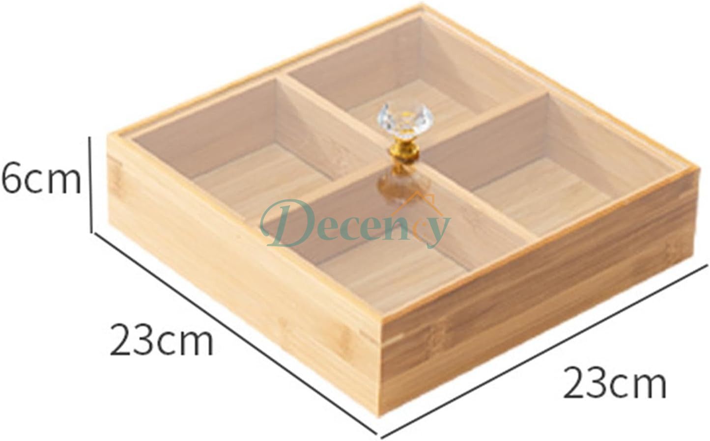 Generic Elegant Wooden Serving Tray with Protective Lid for Snacks and Sweets, 4 Grids