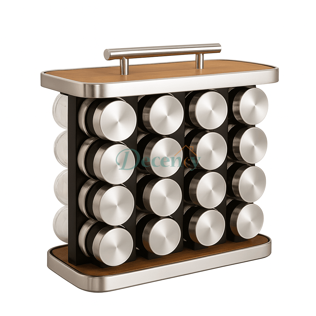 Revolving Glass Spice Jar Set Rack (16 Pc.)