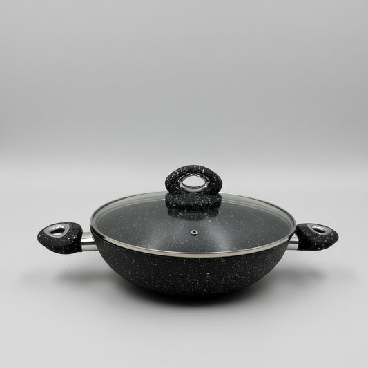 Baroly Imported Granite Non-Stick Wok with Glass Lid